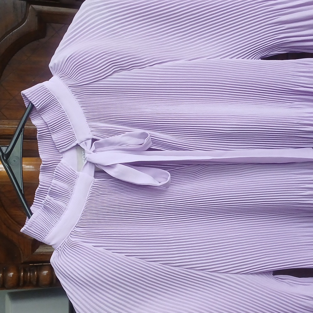 Chicos Lavendar Long Sleeve Pleated Top Size 0 Us 4/6 Womens Spring Feminine - Picture 3 of 10